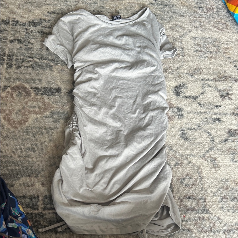 Casual Gray Ruched Dress